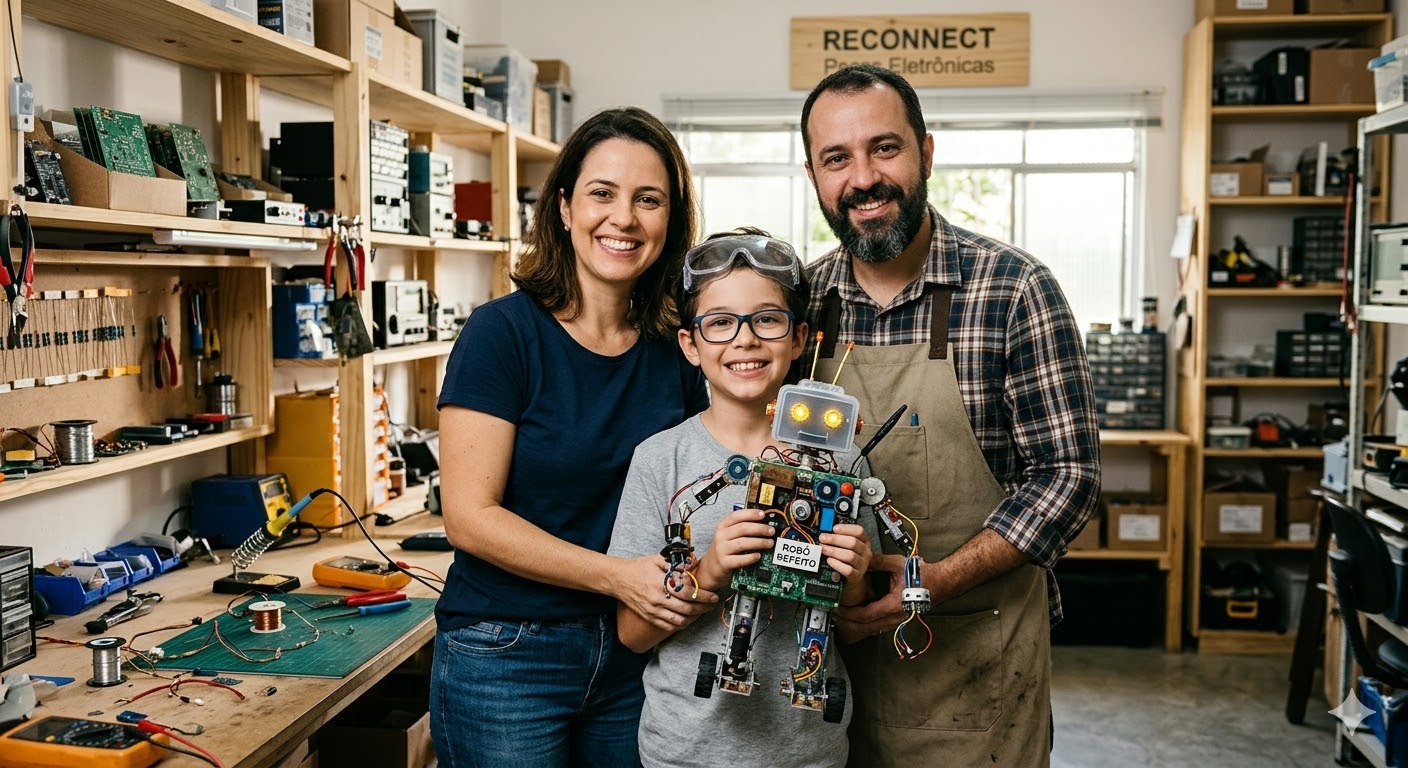 Família usando tecnologia